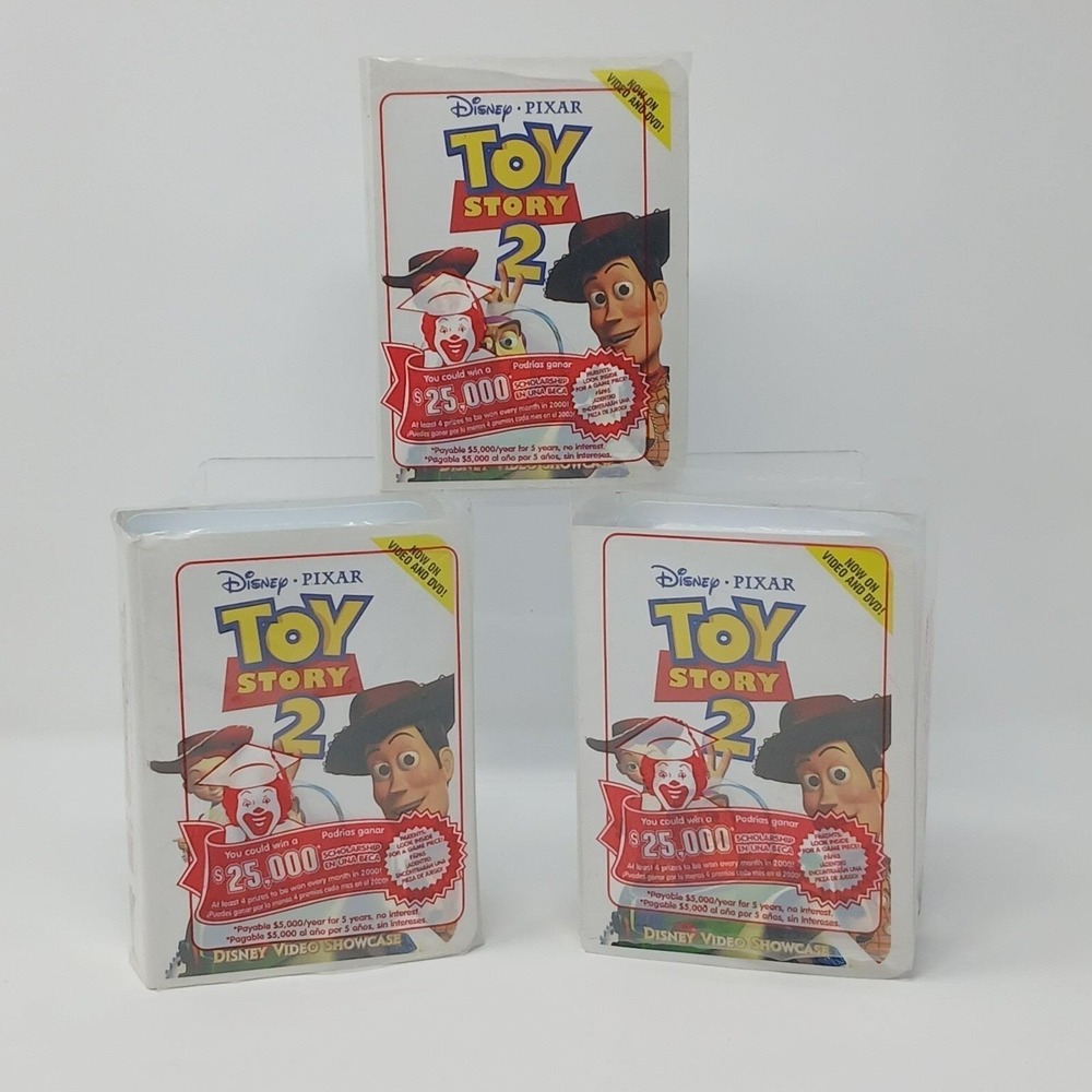 McDonald's Disney Toy Story 2 VHS Clamshell Happy Meal Woody Jesse 2000 Lot Of 3